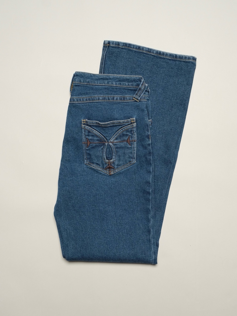 Geography Blue Denim Embroidered Pocket Bootcut Jeans Size 29